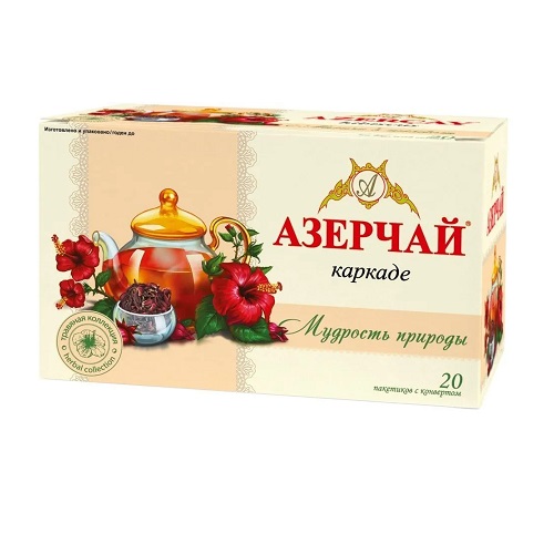 Азерчай чай травяной Мудрость природы с каркаде, 20 пакетиков Азерчай чай травяной Мудрость природы с каркаде, 20 пакетиков